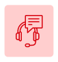 Symbol with headset and speech bubble, emphasizing dedicated customer support.